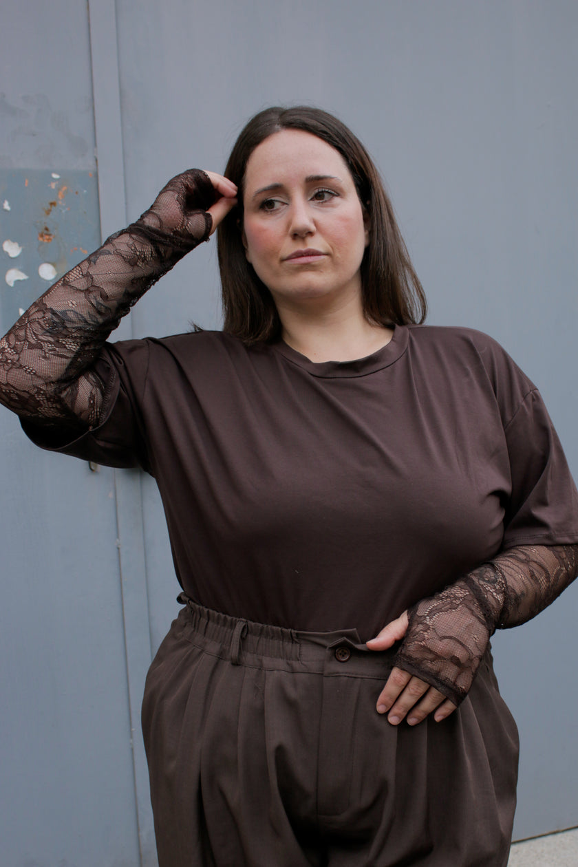 Maglia manica pizzo
