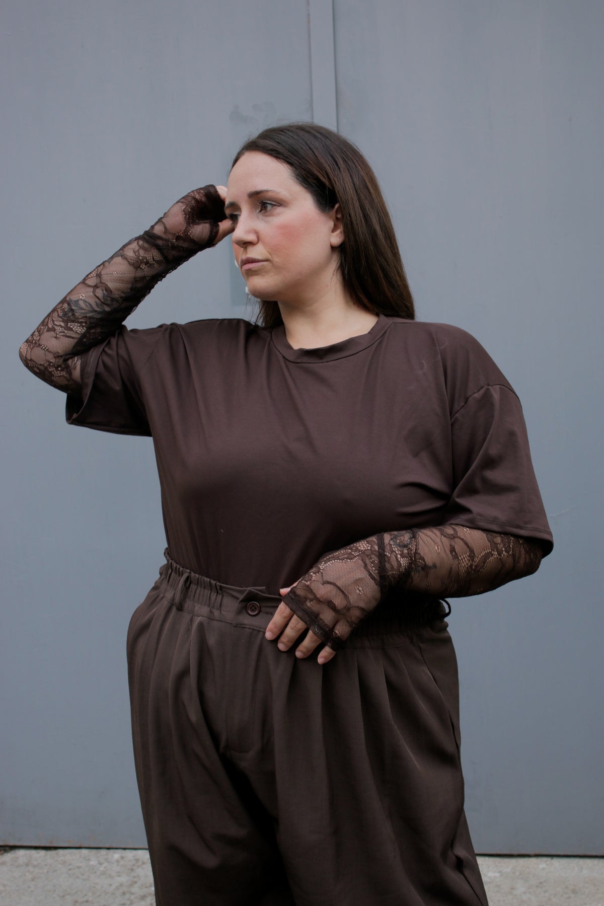 Maglia manica pizzo