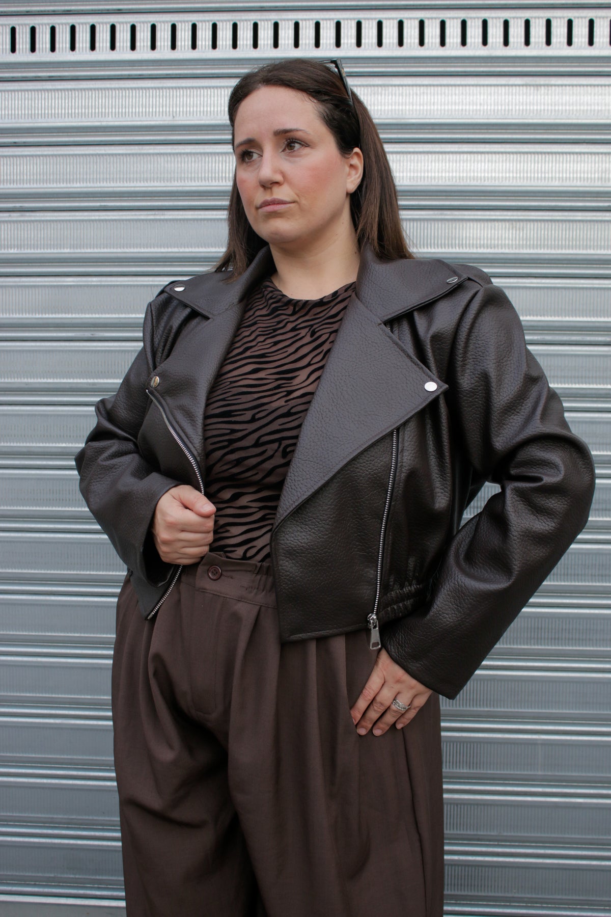 Giubbino ecopelle elastico